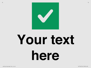 Custom plain background, green square with tick sign